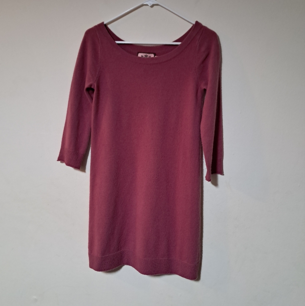 Womens Cashmere Juicy Couture Y2K pink Shift Dress Scoop Neck size S.